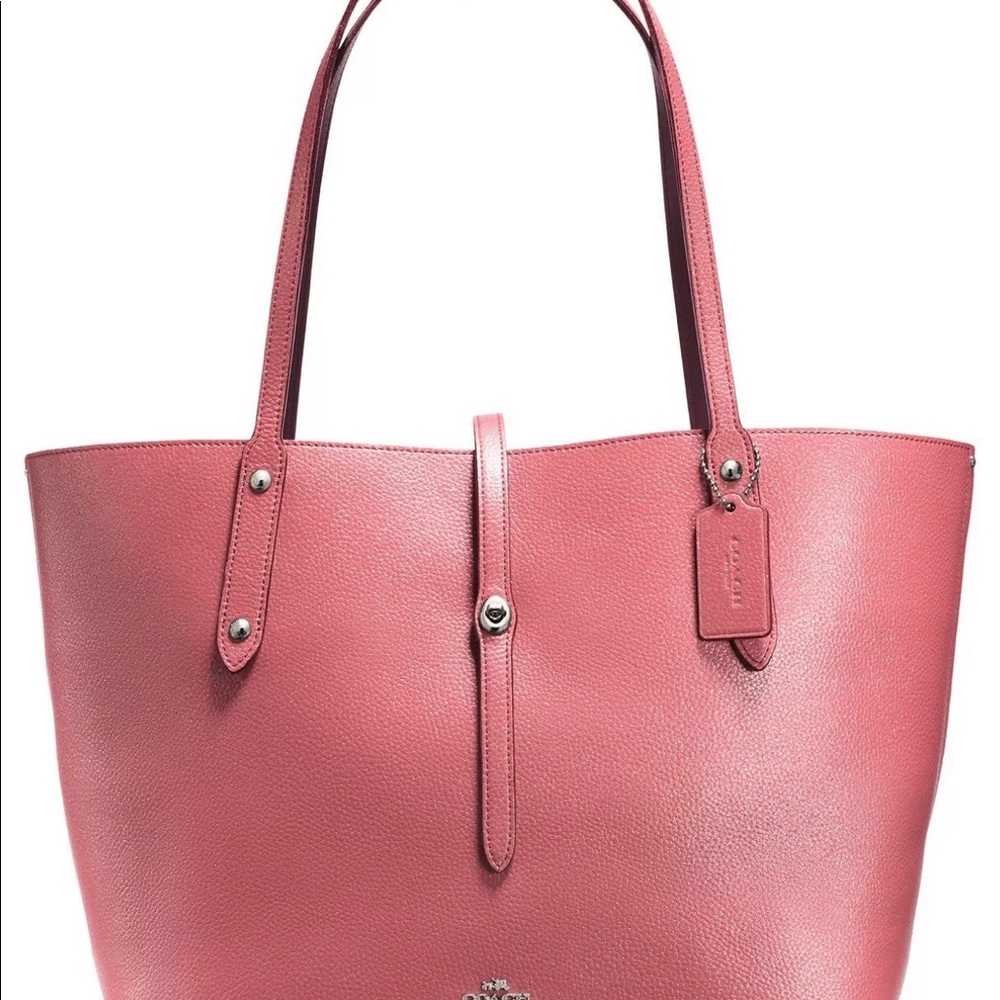 Coach. 58859 market tote glitter rose polished